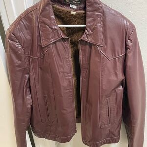 Vintage Jean Pierre Men’s Sz 44 Long Brown Genuine Leather Jacket W/ Liner